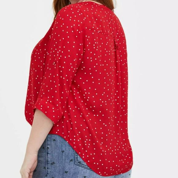 torrid Tops - New Torrid Womens 2X Top Harper 3/4 Sleeve Pullover Blouse Polka Dot